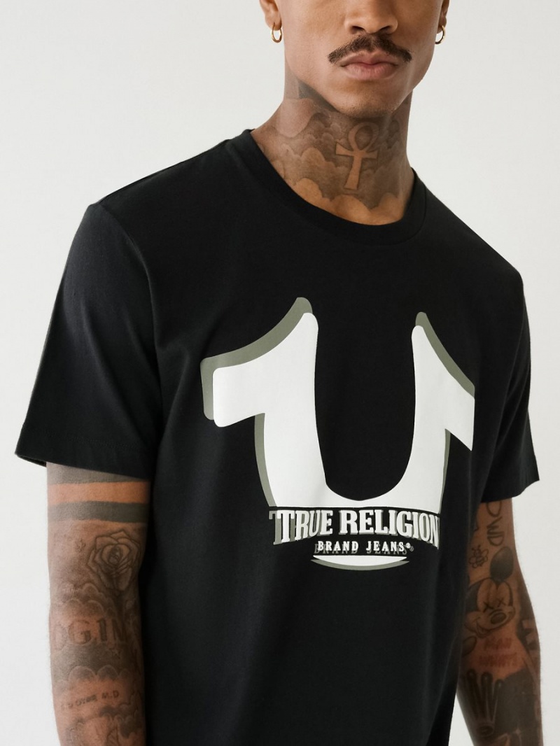 Camiseta True Religion Horseshoe Logo Corta Sleeve Negras | 25TQZNJLA