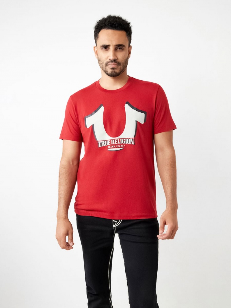 Camiseta True Religion Horseshoe Logo Corta Sleeve Rojas | 73USNHOQT