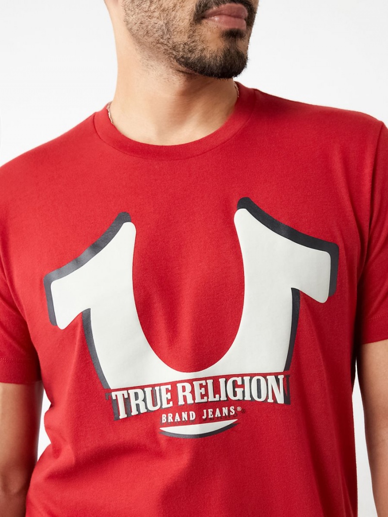 Camiseta True Religion Horseshoe Logo Corta Sleeve Rojas | 73USNHOQT