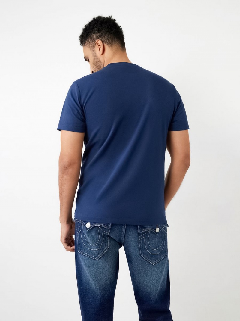 Camiseta True Religion Horseshoe Logo Corta Sleeve Navy/Sapphire | 09BFXWYVT