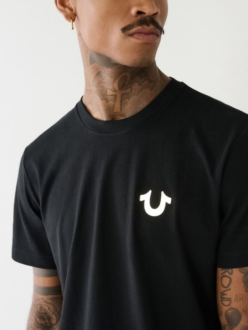 Camiseta True Religion Horseshoe Logo Crew Neck Negras | 23ARWKOTF