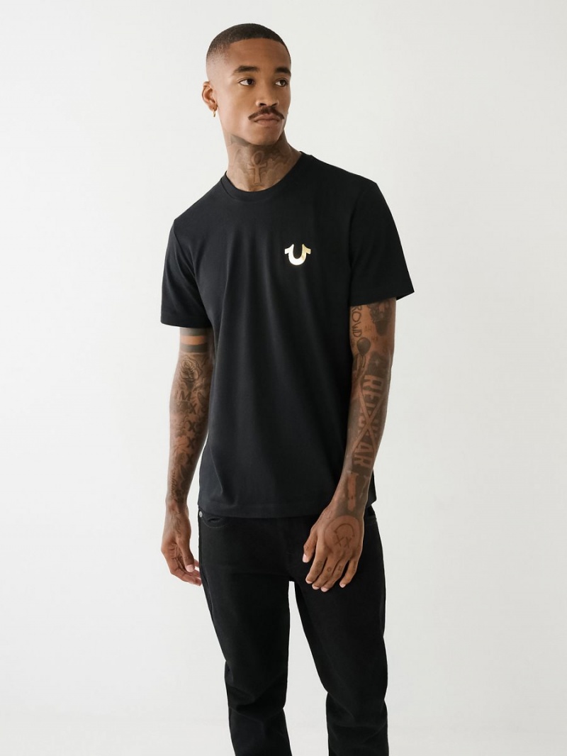 Camiseta True Religion Horseshoe Logo Crew Neck Negras | 23ARWKOTF