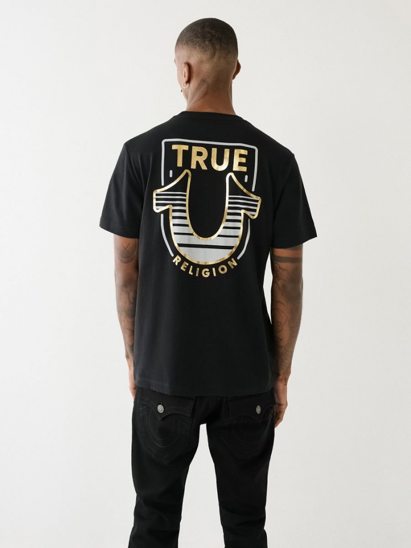 Camiseta True Religion Horseshoe Logo Crew Neck Negras | 23ARWKOTF