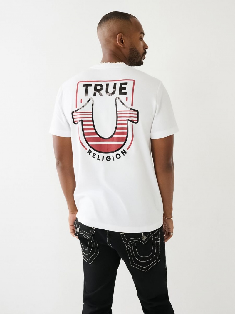 Camiseta True Religion Horseshoe Logo Crew Neck Blancas | 02UAJDIRS