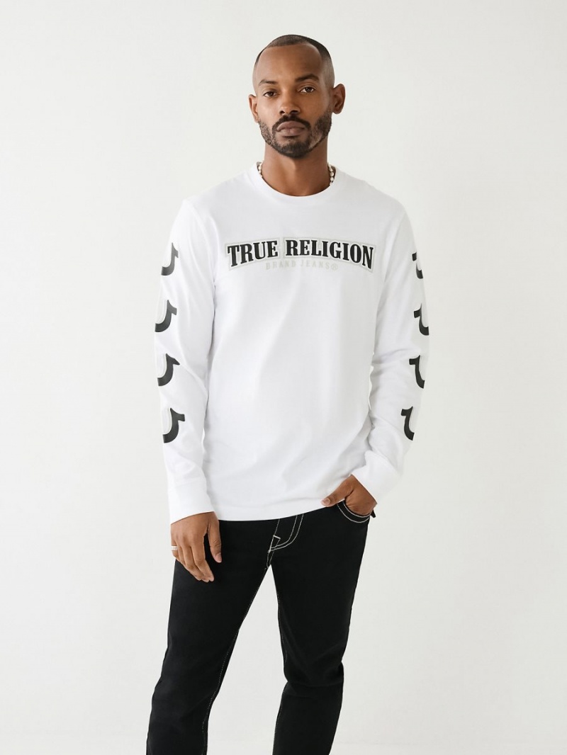 Camiseta True Religion Horseshoe Logo Long Sleeve Blancas | 26ZGRLJQC