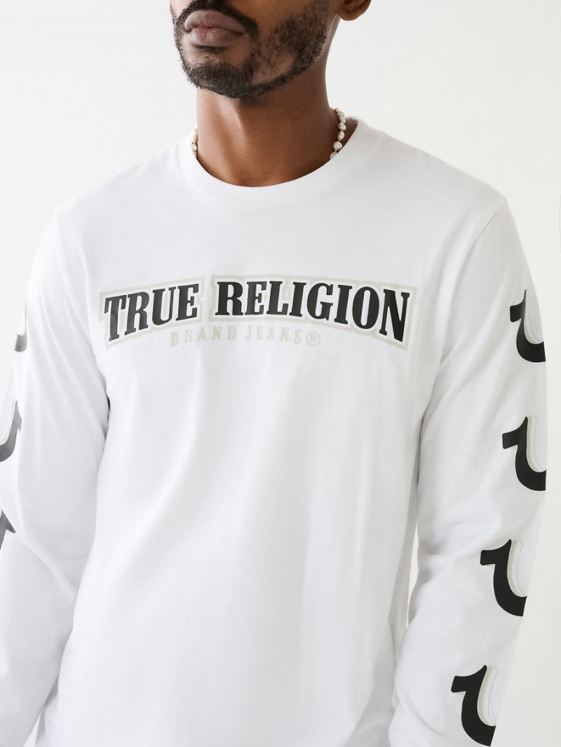 Camiseta True Religion Horseshoe Logo Long Sleeve Blancas | 26ZGRLJQC