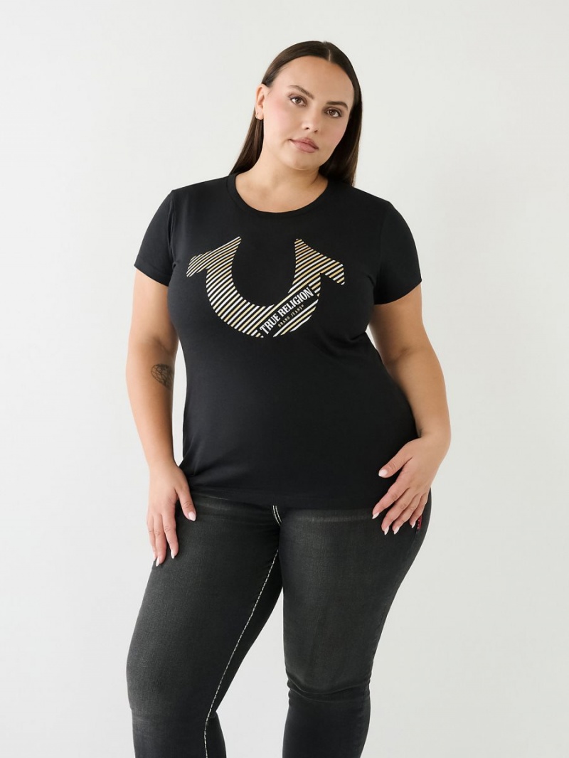 Camiseta True Religion Horseshoe Logo Negras | 82AWSMYHB