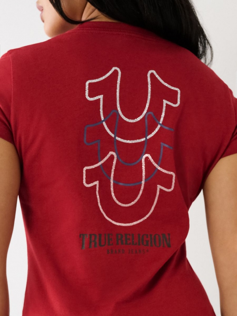 Camiseta True Religion Horseshoe Logo V Rojas | 32RJZNVOY