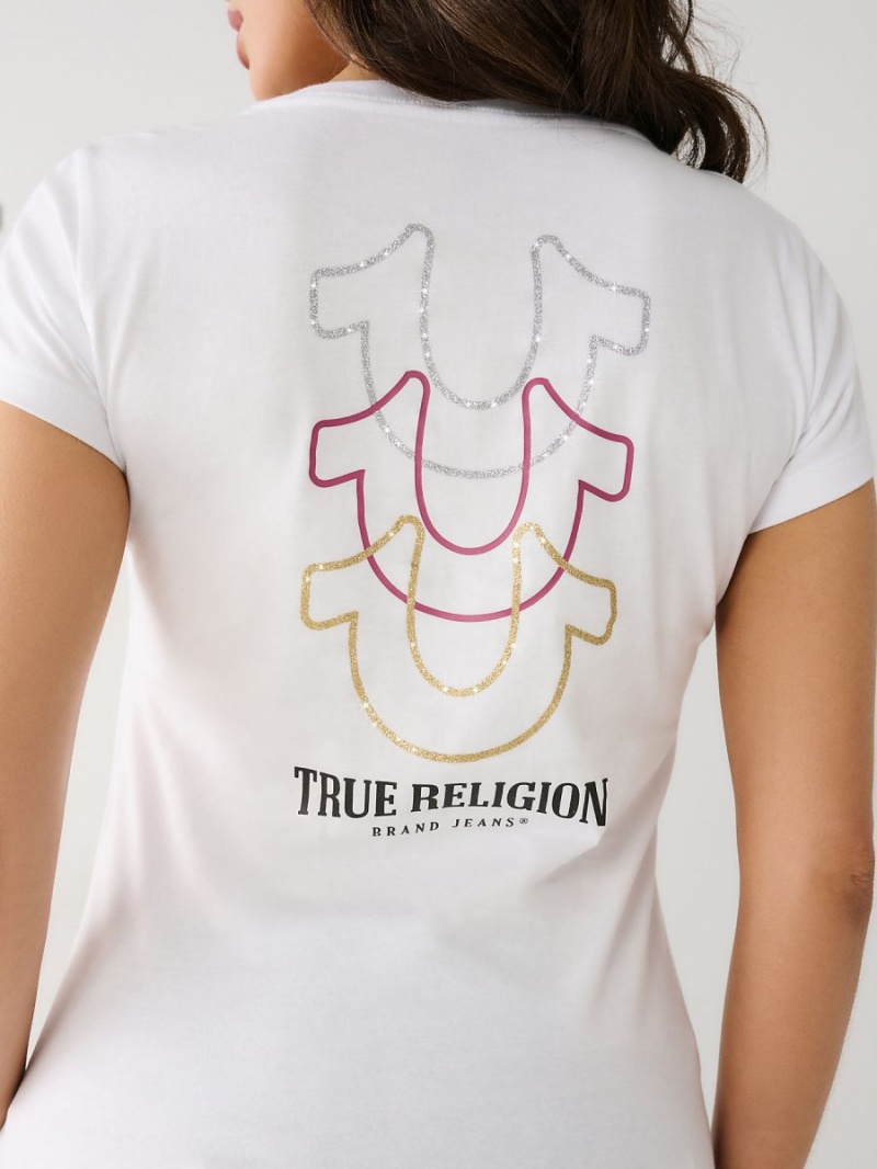 Camiseta True Religion Horseshoe Logo V Blancas | 26YPLMOVX