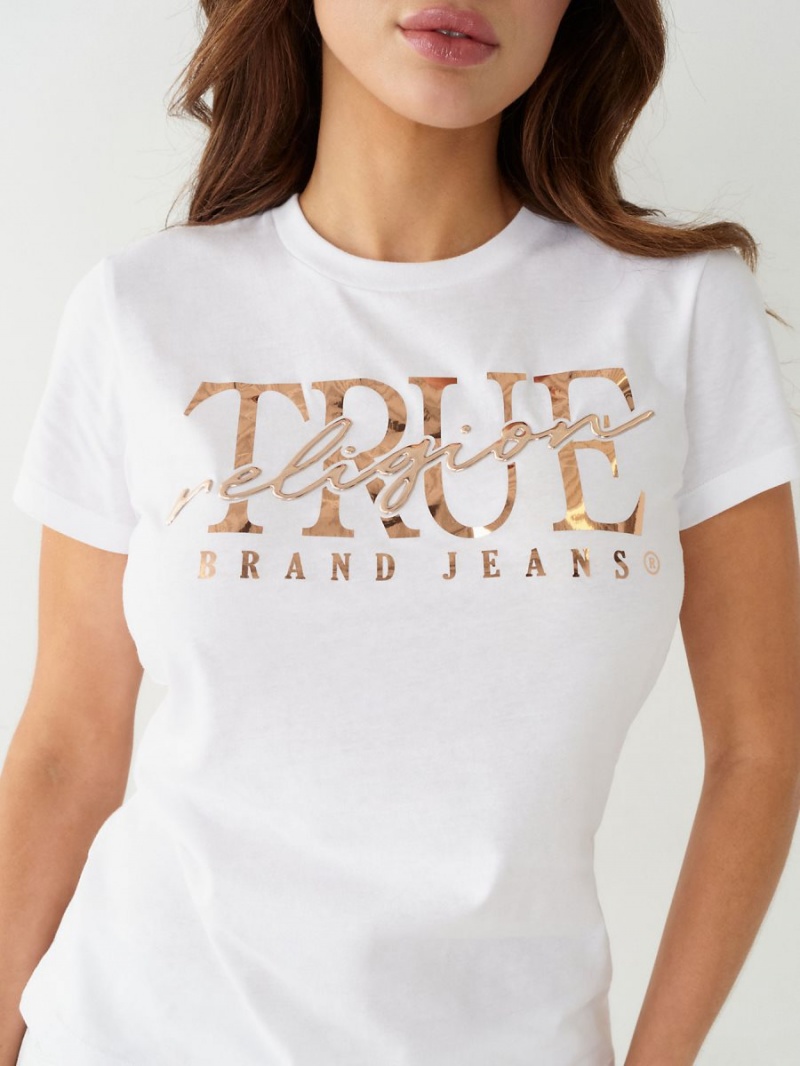 Camiseta True Religion Logo Blancas | 03KLUVAHX