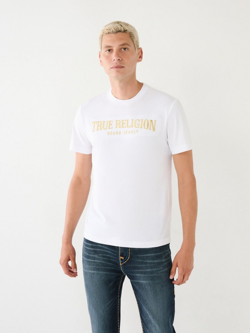 Camiseta True Religion Logo Blancas | 95GMJQVYT