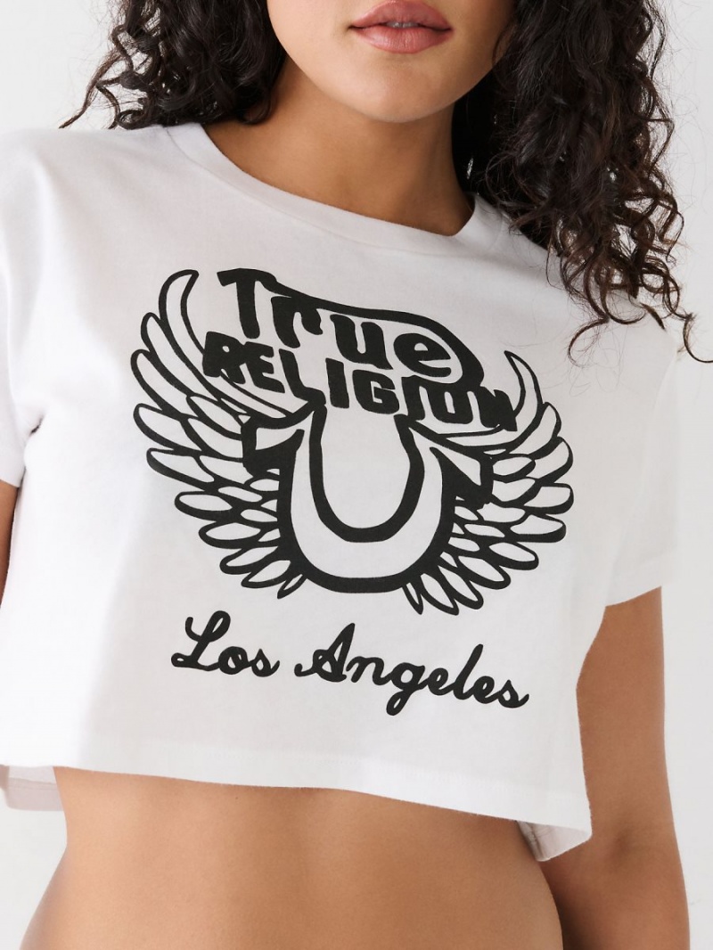 Camiseta True Religion Logo Crop Blancas | 65SIHMFAW