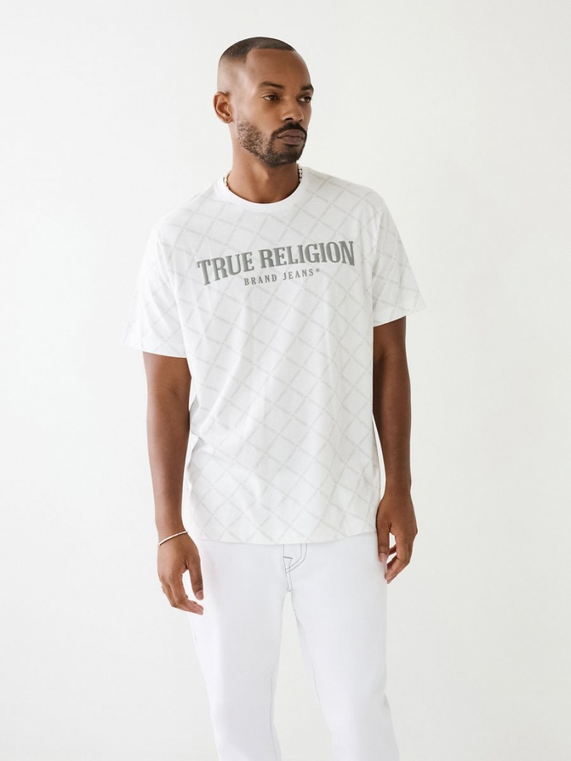 Camiseta True Religion Logo Monogram Blancas | 10UYENIXA