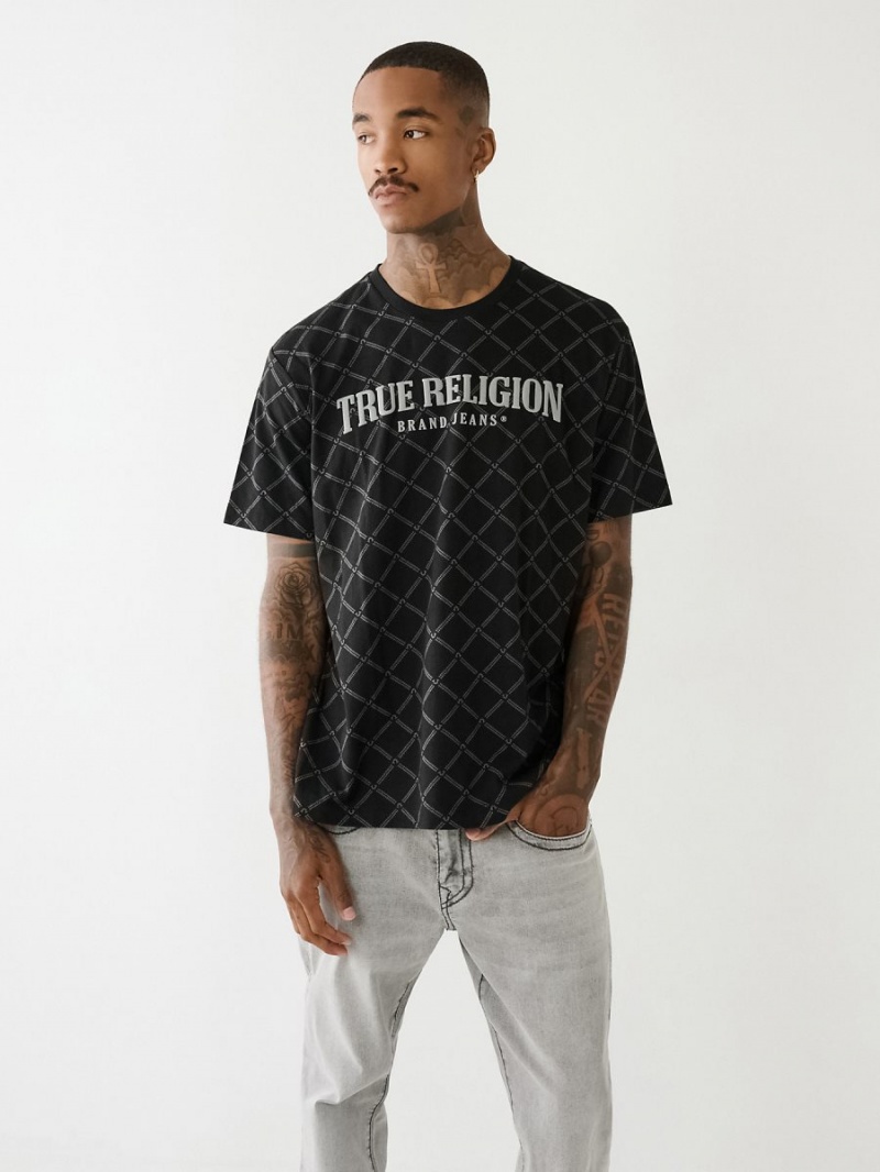 Camiseta True Religion Logo Monogram Negras | 86MRIKOCZ