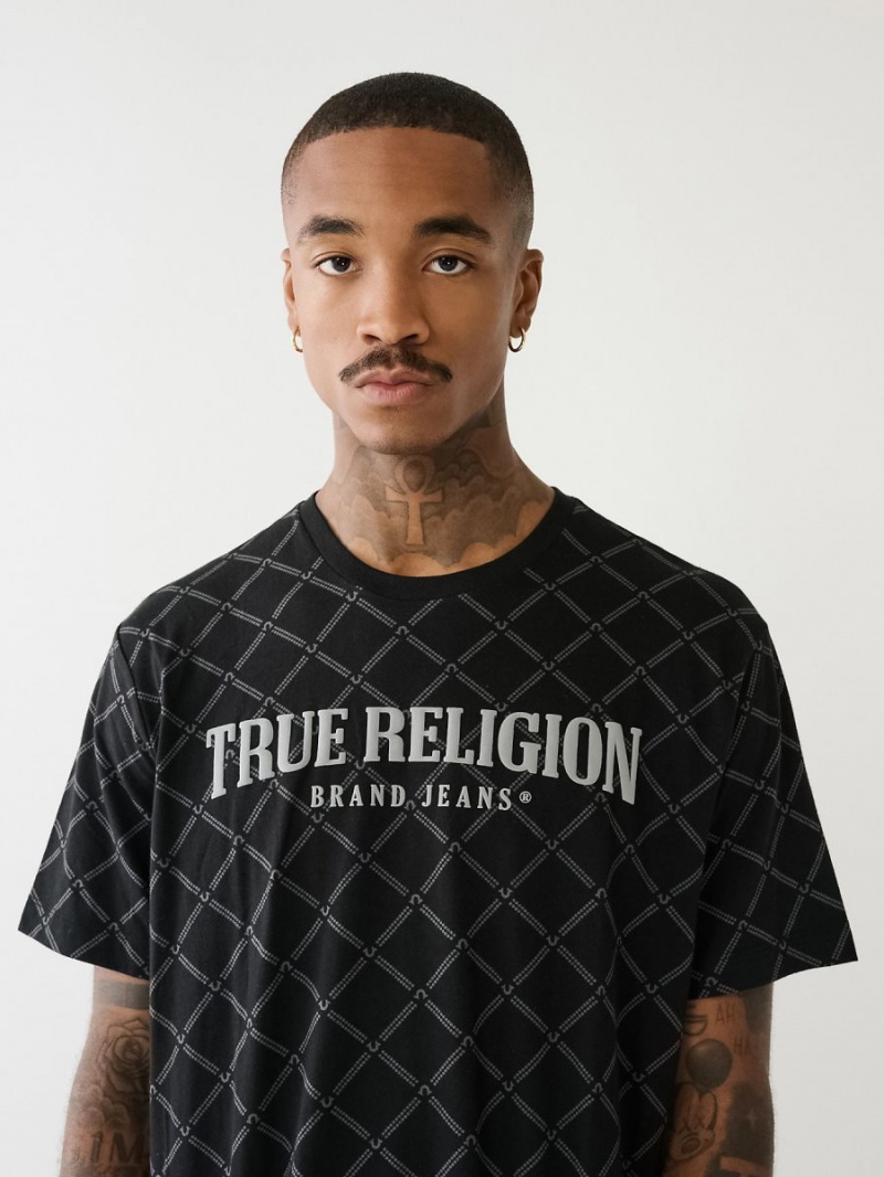 Camiseta True Religion Logo Monogram Negras | 86MRIKOCZ