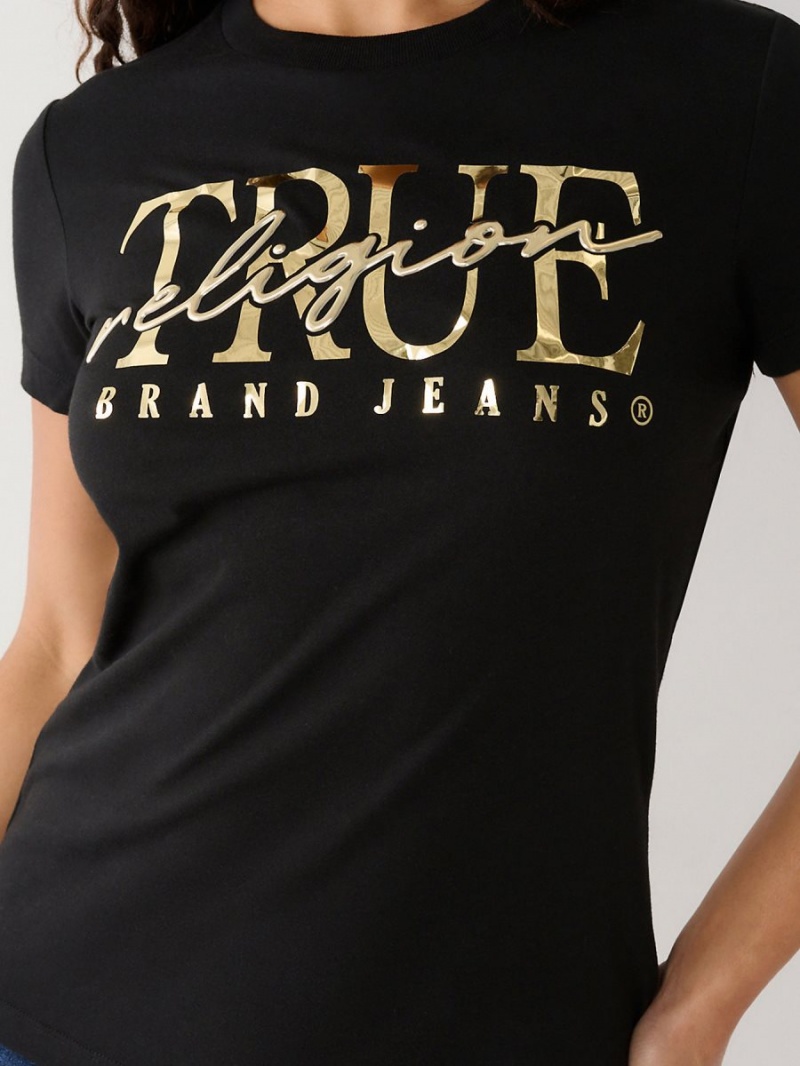 Camiseta True Religion Logo Negras | 13UMVEDYT