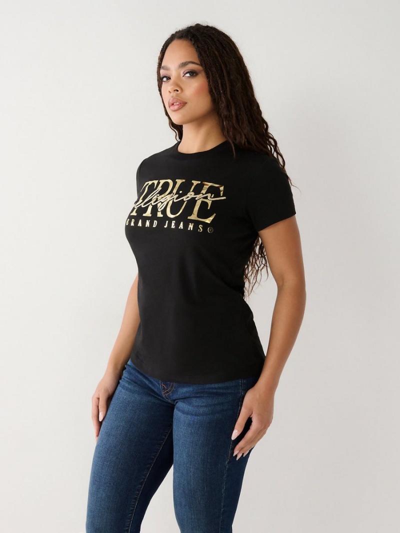 Camiseta True Religion Logo Negras | 13UMVEDYT