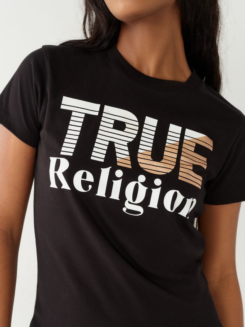 Camiseta True Religion Logo Negras | 17ZQNDHPW