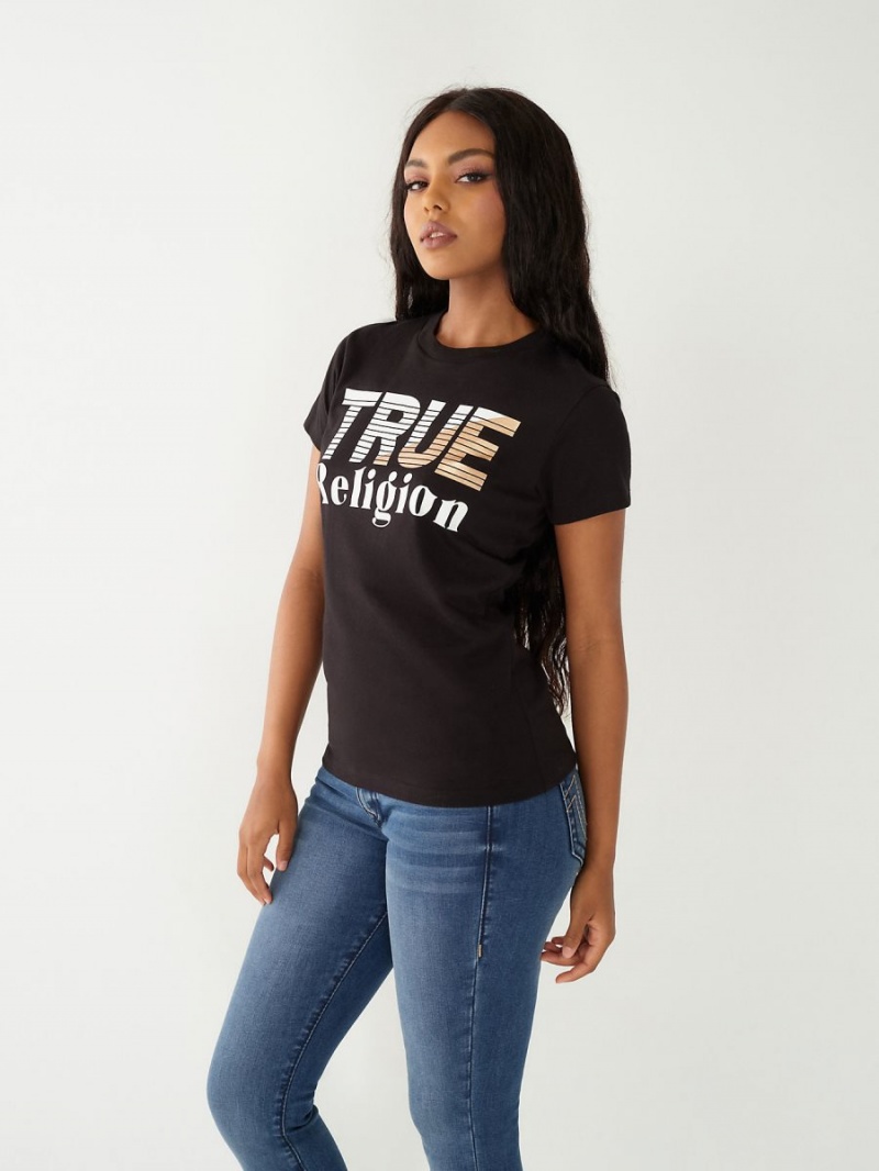 Camiseta True Religion Logo Negras | 17ZQNDHPW