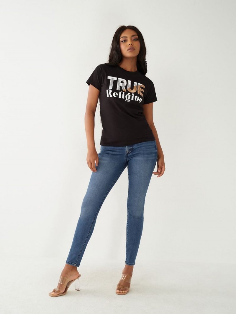 Camiseta True Religion Logo Negras | 17ZQNDHPW