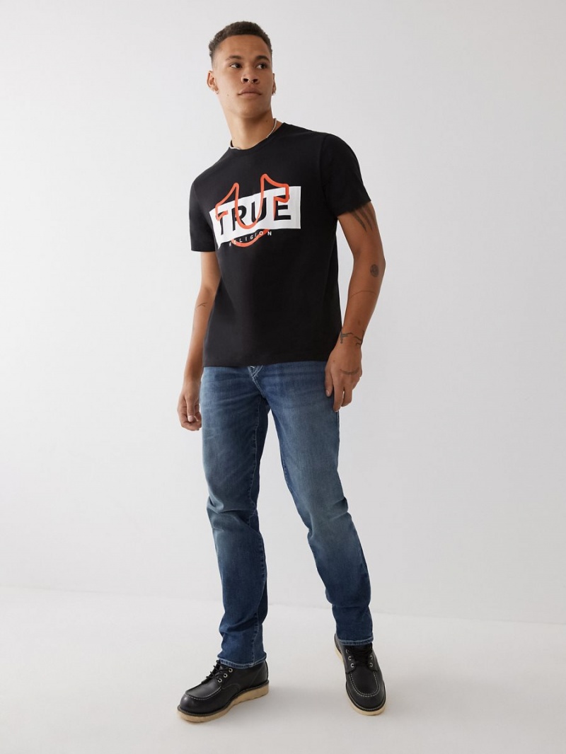 Camiseta True Religion Logo Negras | 30ICYZRNJ