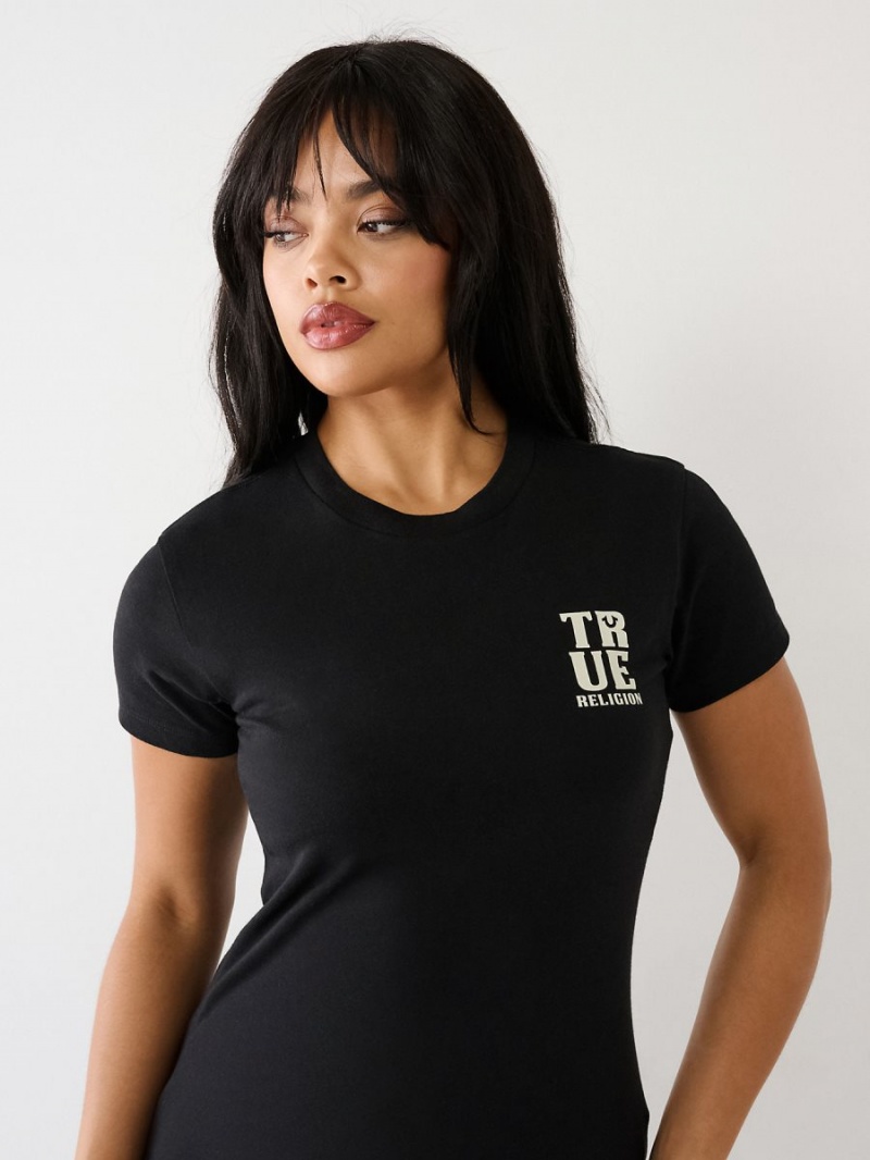 Camiseta True Religion Logo Negras | 39HOMSJLY