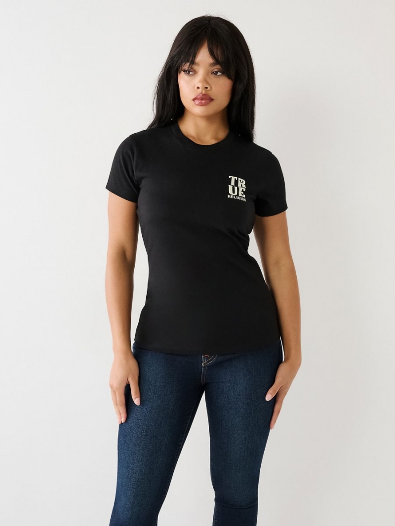 Camiseta True Religion Logo Negras | 39HOMSJLY