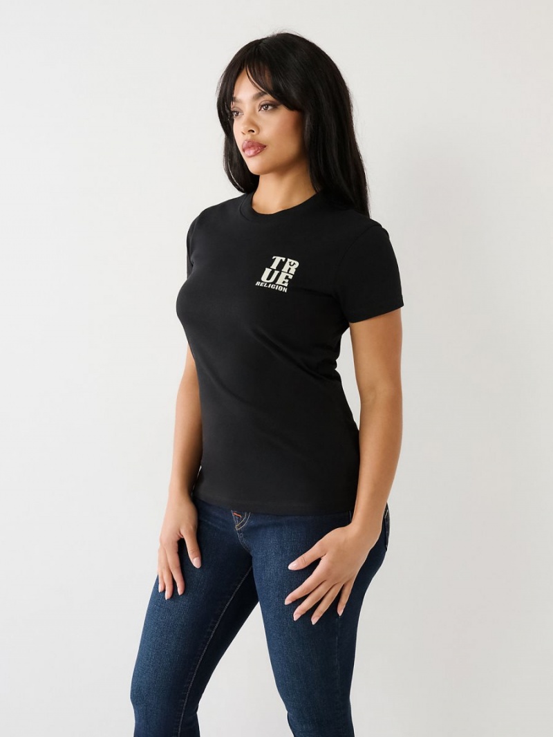 Camiseta True Religion Logo Negras | 39HOMSJLY