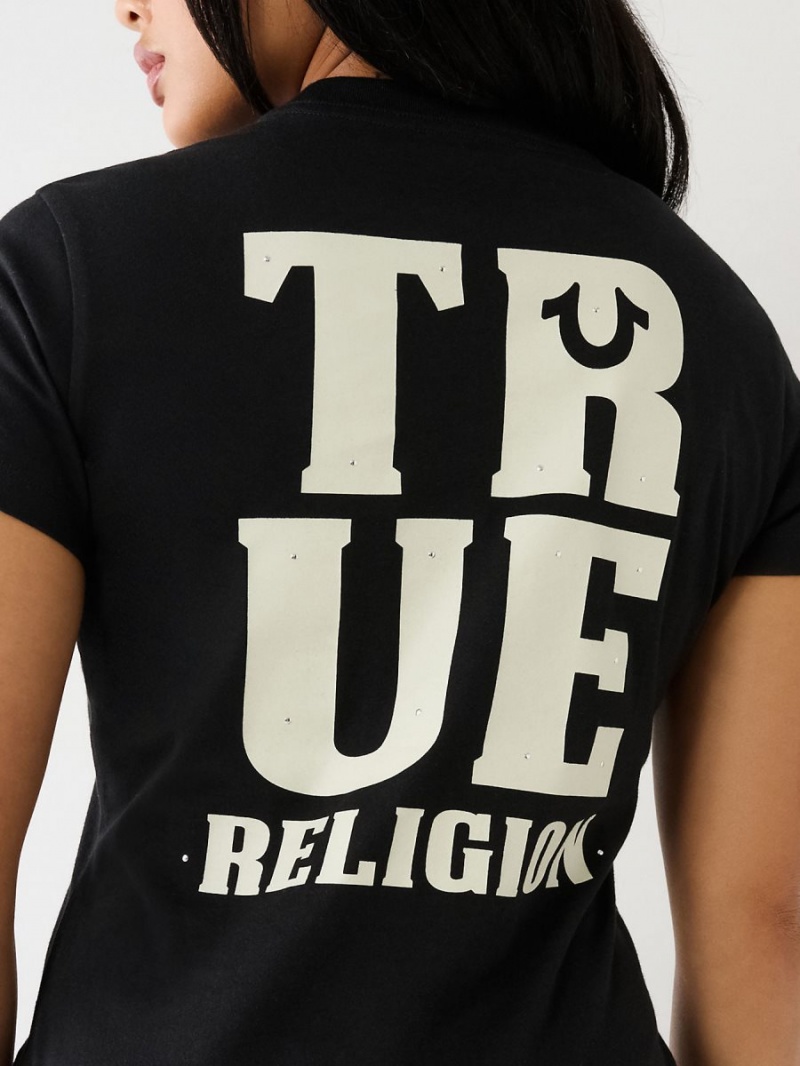 Camiseta True Religion Logo Negras | 39HOMSJLY