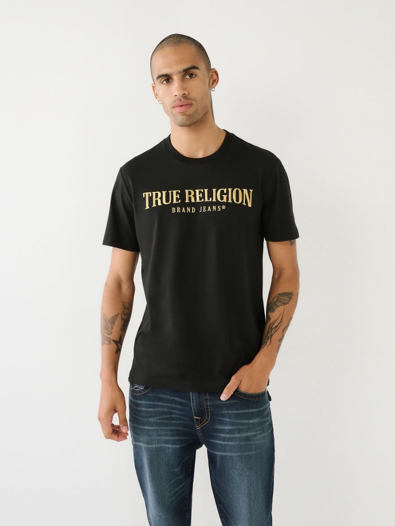 Camiseta True Religion Logo Negras | 57PGLYHMZ