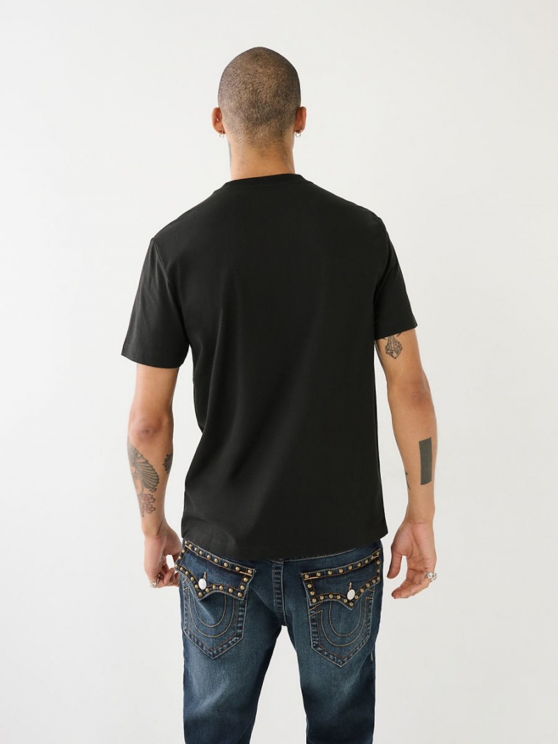 Camiseta True Religion Logo Negras | 57PGLYHMZ