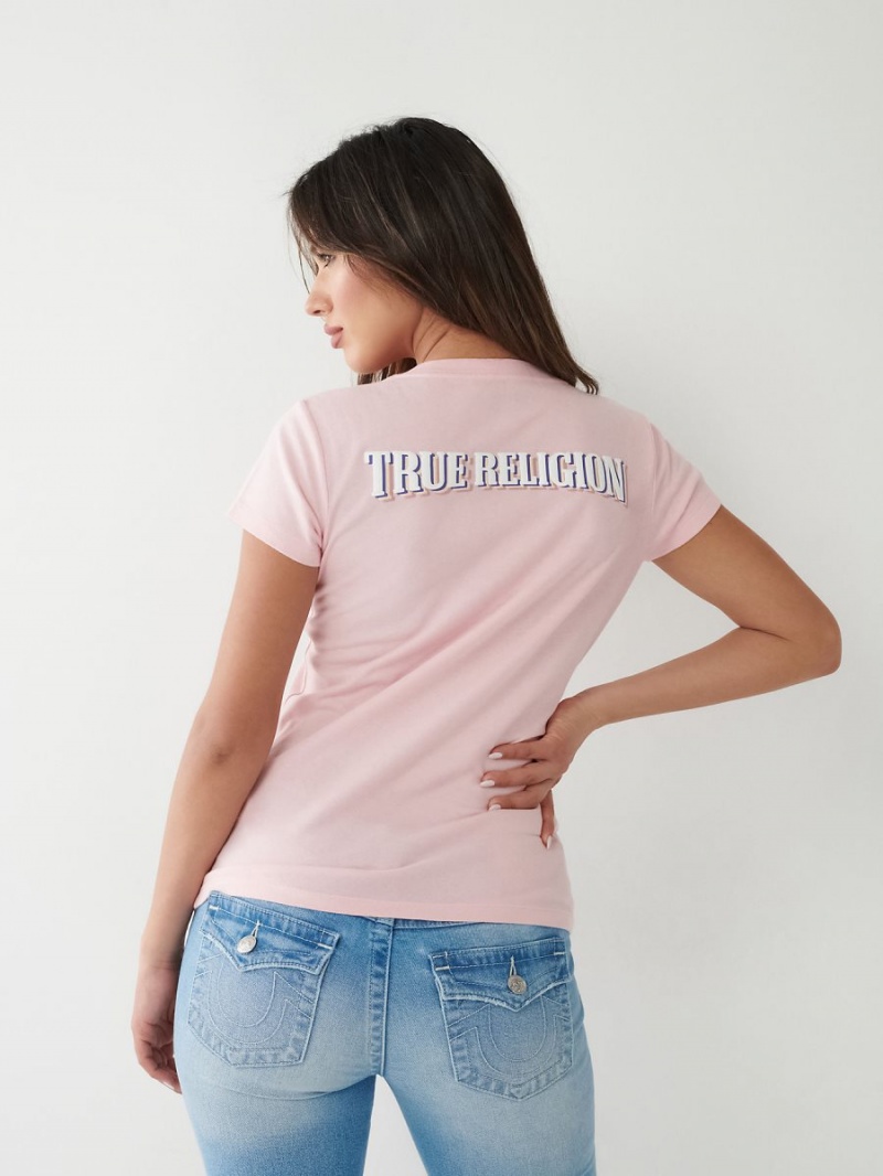 Camiseta True Religion Logo V Blush | 85KBZGMTY