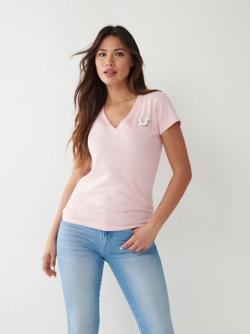 Camiseta True Religion Logo V Blush | 85KBZGMTY