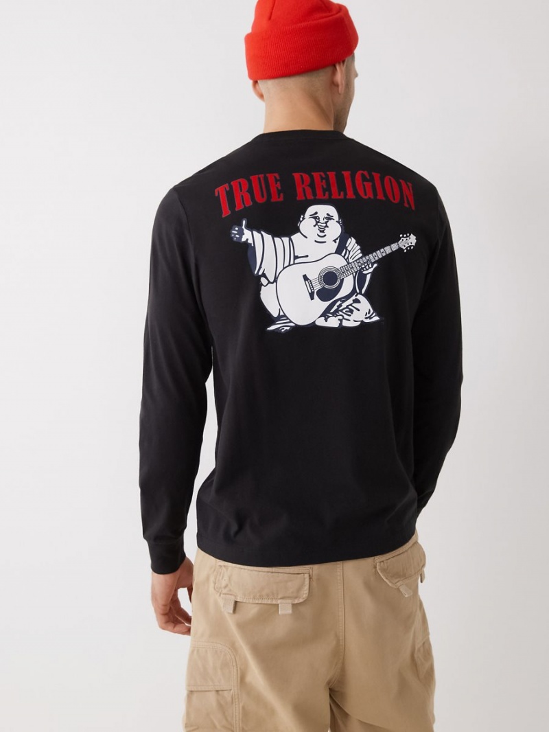 Camiseta True Religion Long Sleeve Classic Logo Negras | 32JSFMEAR