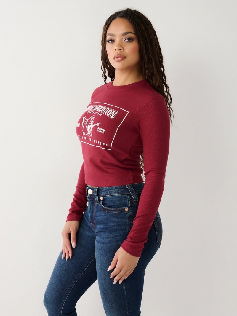 Camiseta True Religion Long Sleeve Logo Baby Cranberry | 27TPLYOWC