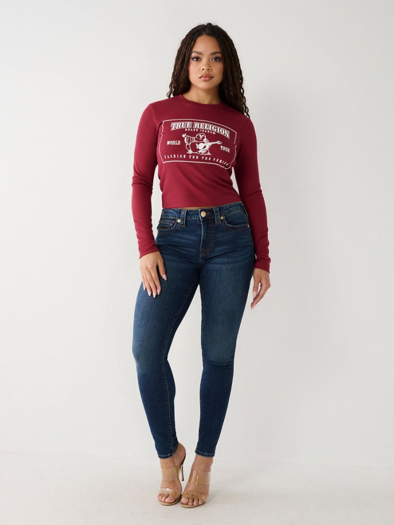 Camiseta True Religion Long Sleeve Logo Baby Cranberry | 27TPLYOWC