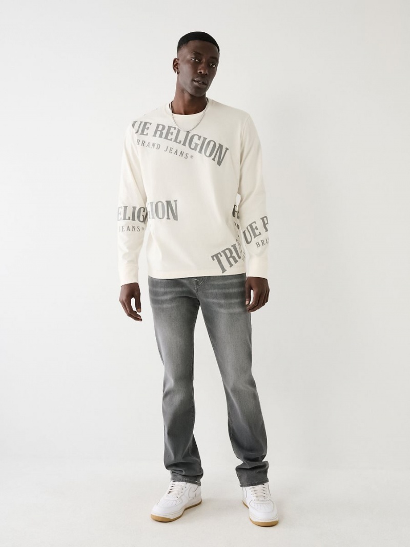 Camiseta True Religion Long Sleeve Logo Relaxed Blancas | 90MHXCRKG