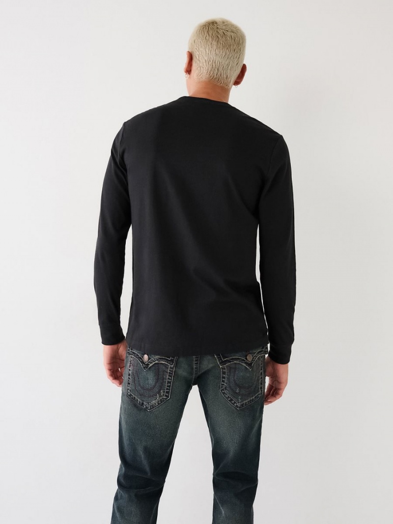 Camiseta True Religion Long Sleeve Logo Negras | 53XSRHQLO