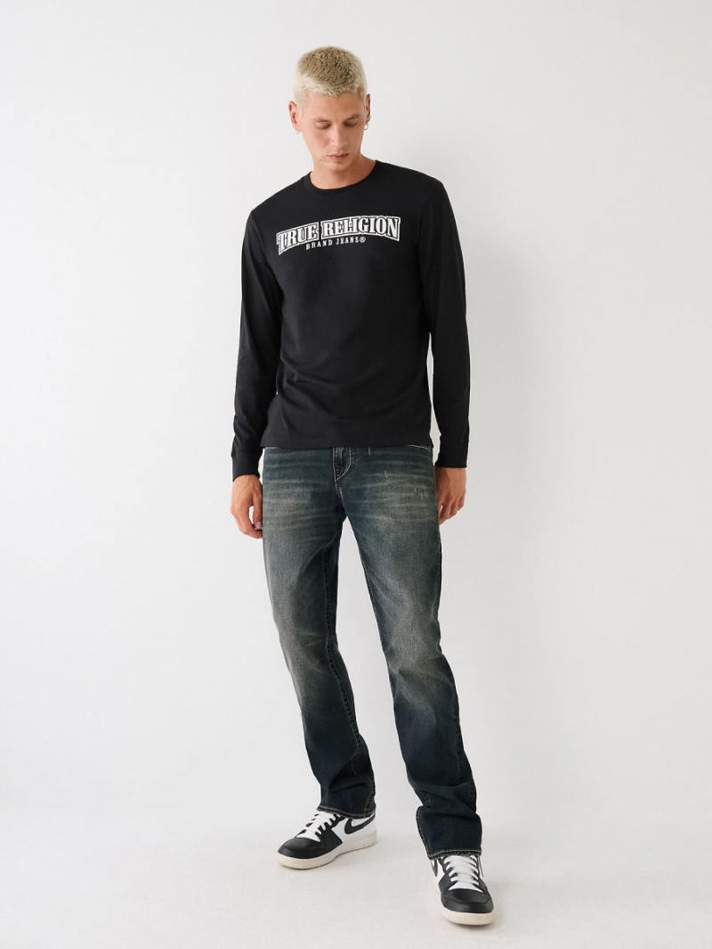 Camiseta True Religion Long Sleeve Logo Negras | 53XSRHQLO