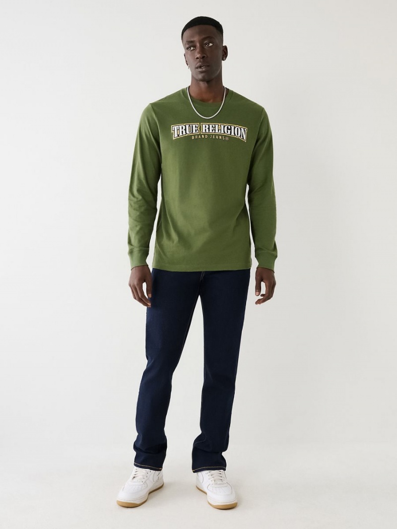 Camiseta True Religion Long Sleeve Logo Verde | 21GBVFJOR