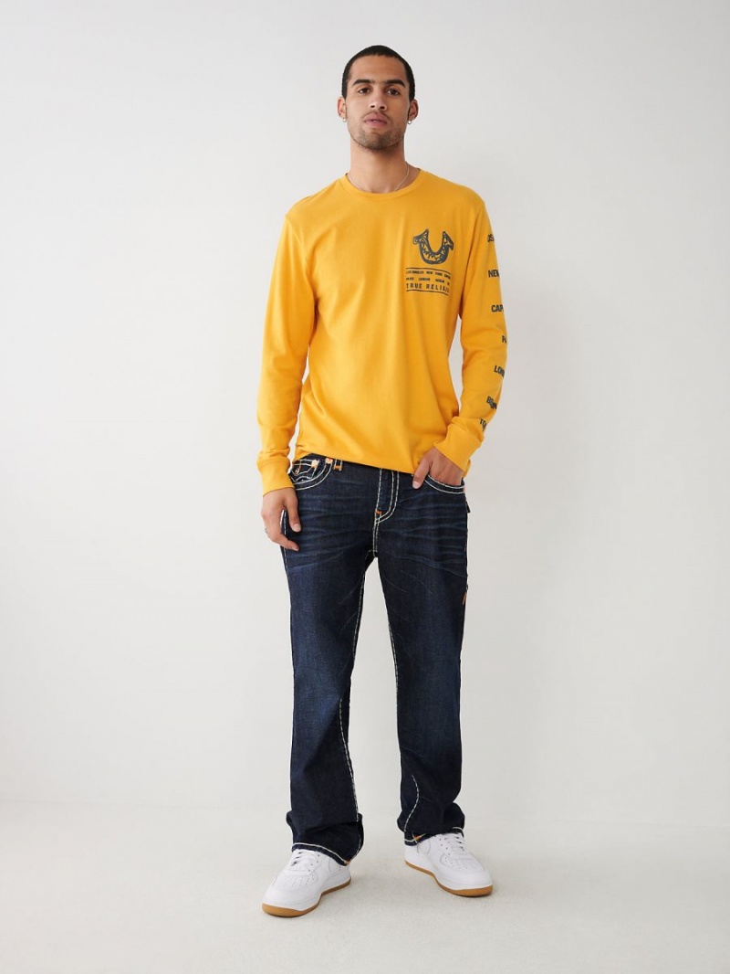 Camiseta True Religion Long Sleeve Logo Tour Amarillo | 64HOGAFIU