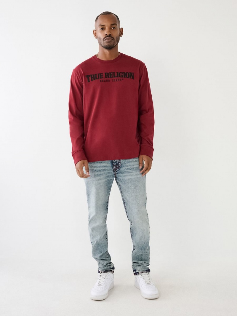 Camiseta True Religion Long Sleeve Logo Redwood | 38KQGSNZW