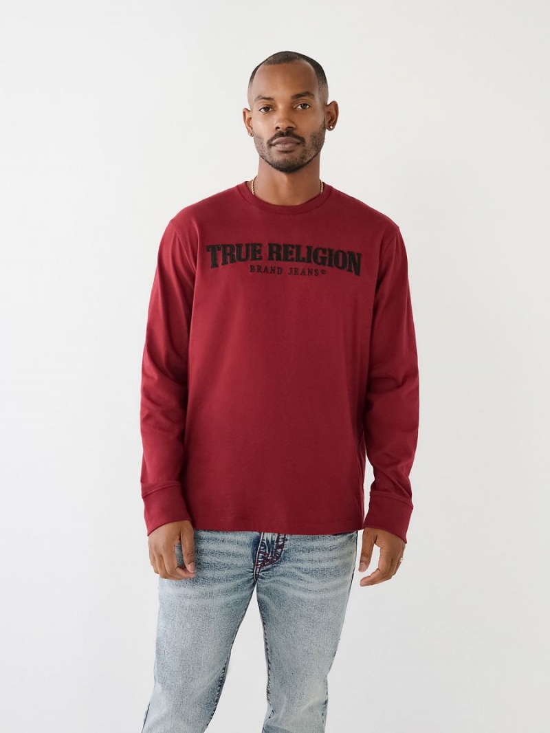 Camiseta True Religion Long Sleeve Logo Redwood | 38KQGSNZW