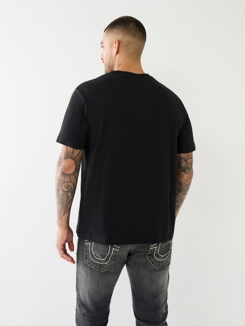 Camiseta True Religion Mountain Estampadas Relaxed Negras | 53GIXWSET