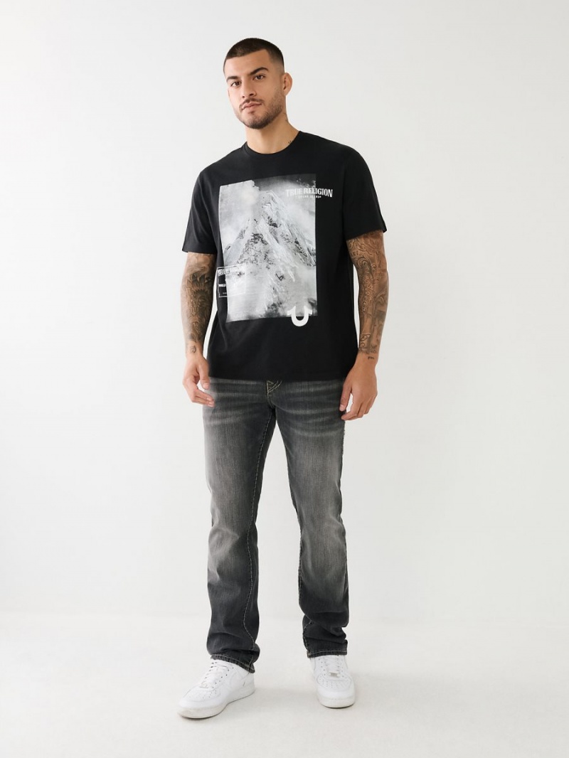 Camiseta True Religion Mountain Estampadas Relaxed Negras | 53GIXWSET