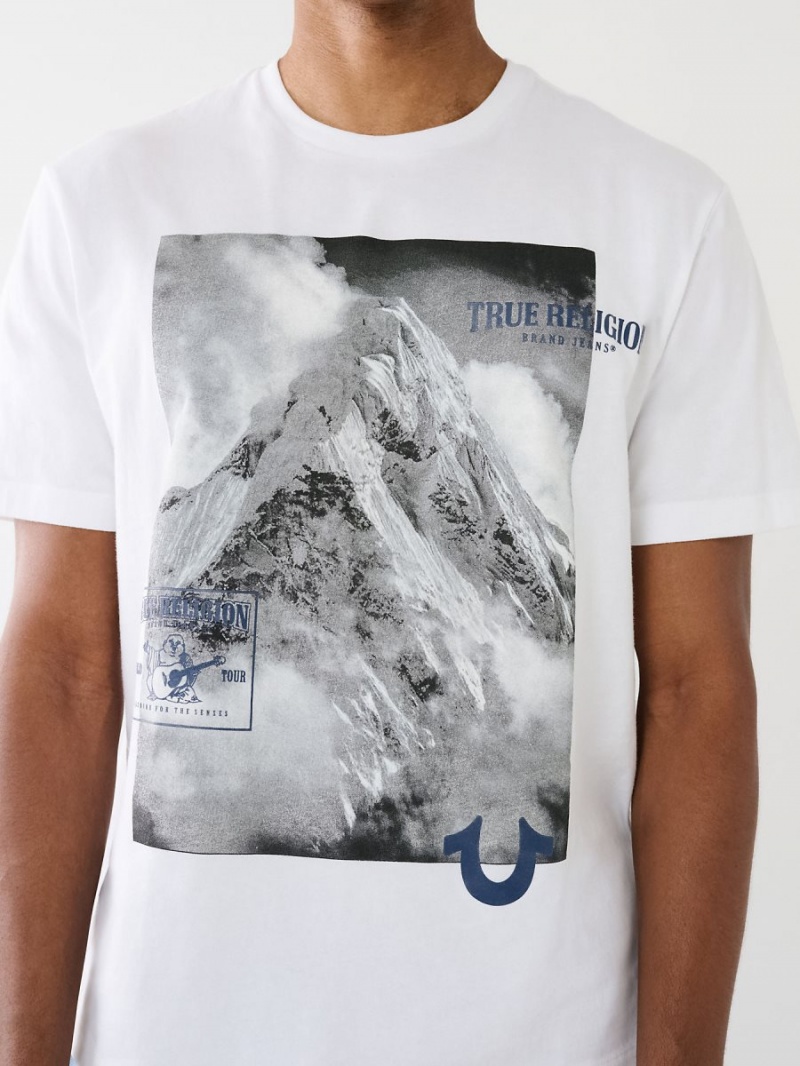 Camiseta True Religion Mountain Estampadas Relaxed Blancas | 91HACRQPT