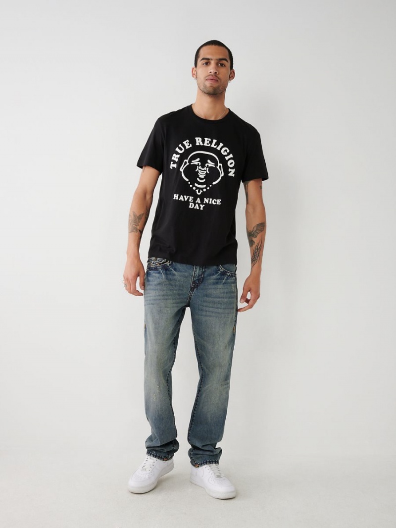 Camiseta True Religion Nice Day Negras | 73OVERMGL