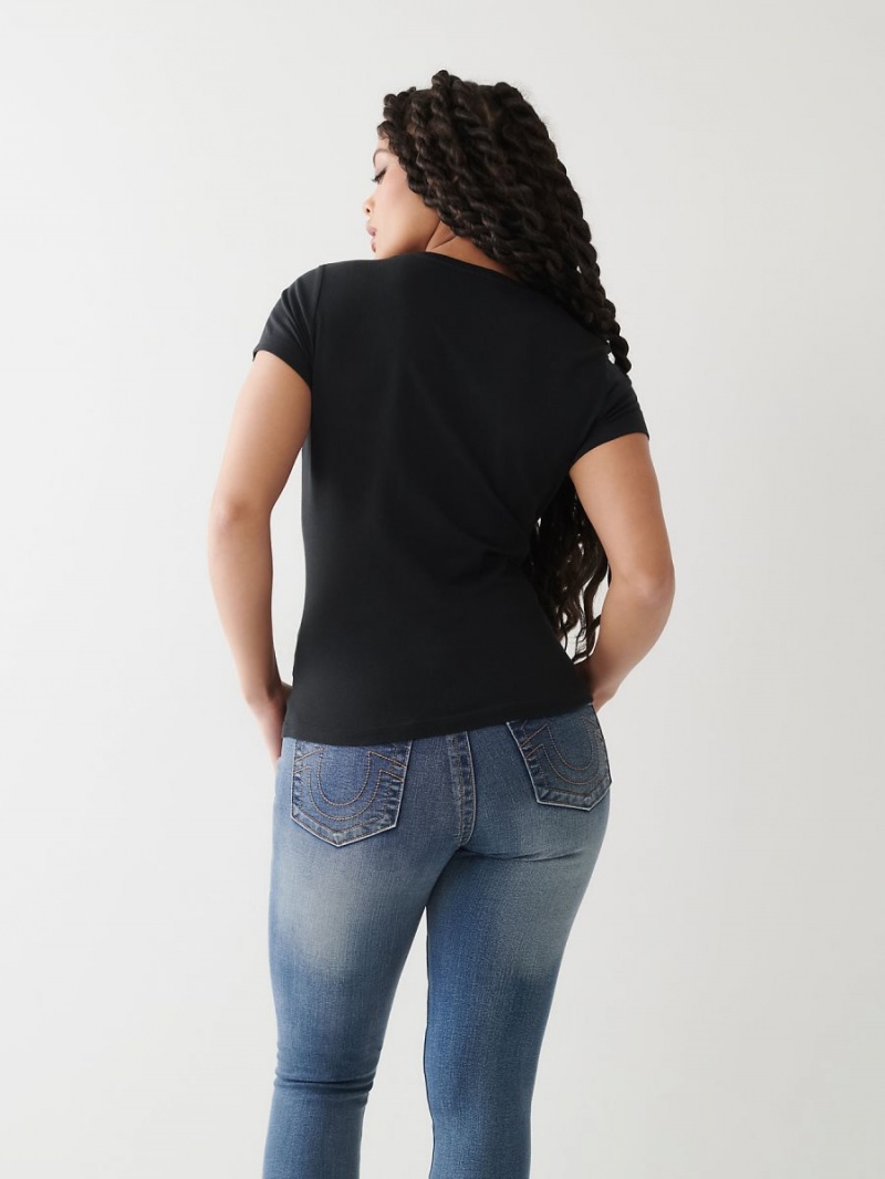 Camiseta True Religion Notch Logo Negras | 15BHYCVJN