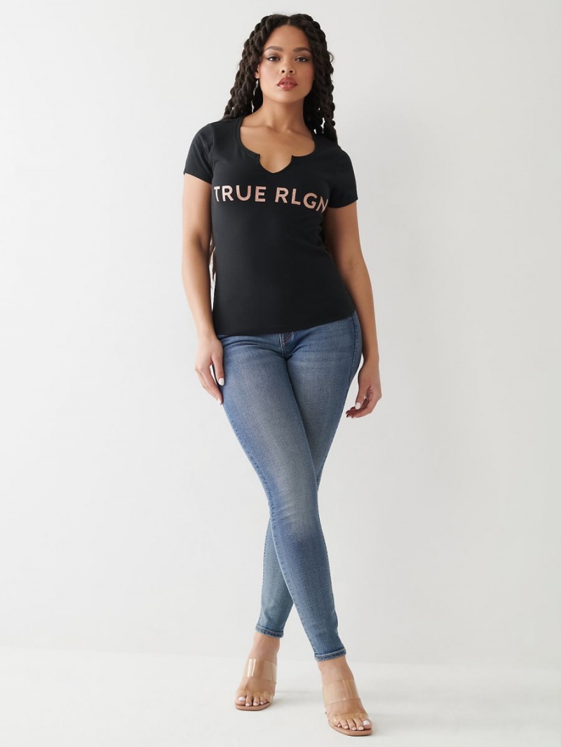 Camiseta True Religion Notch Logo Negras | 15BHYCVJN