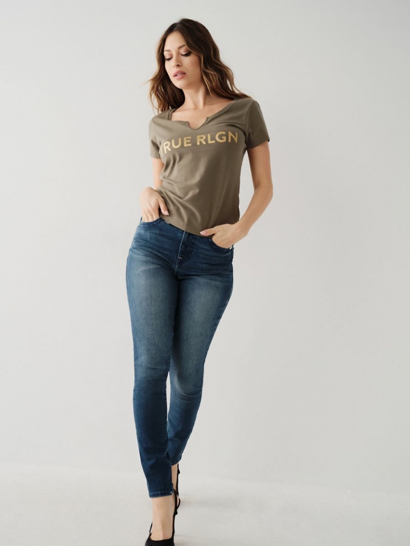 Camiseta True Religion Notch Logo Verde | 29CEPWVLI